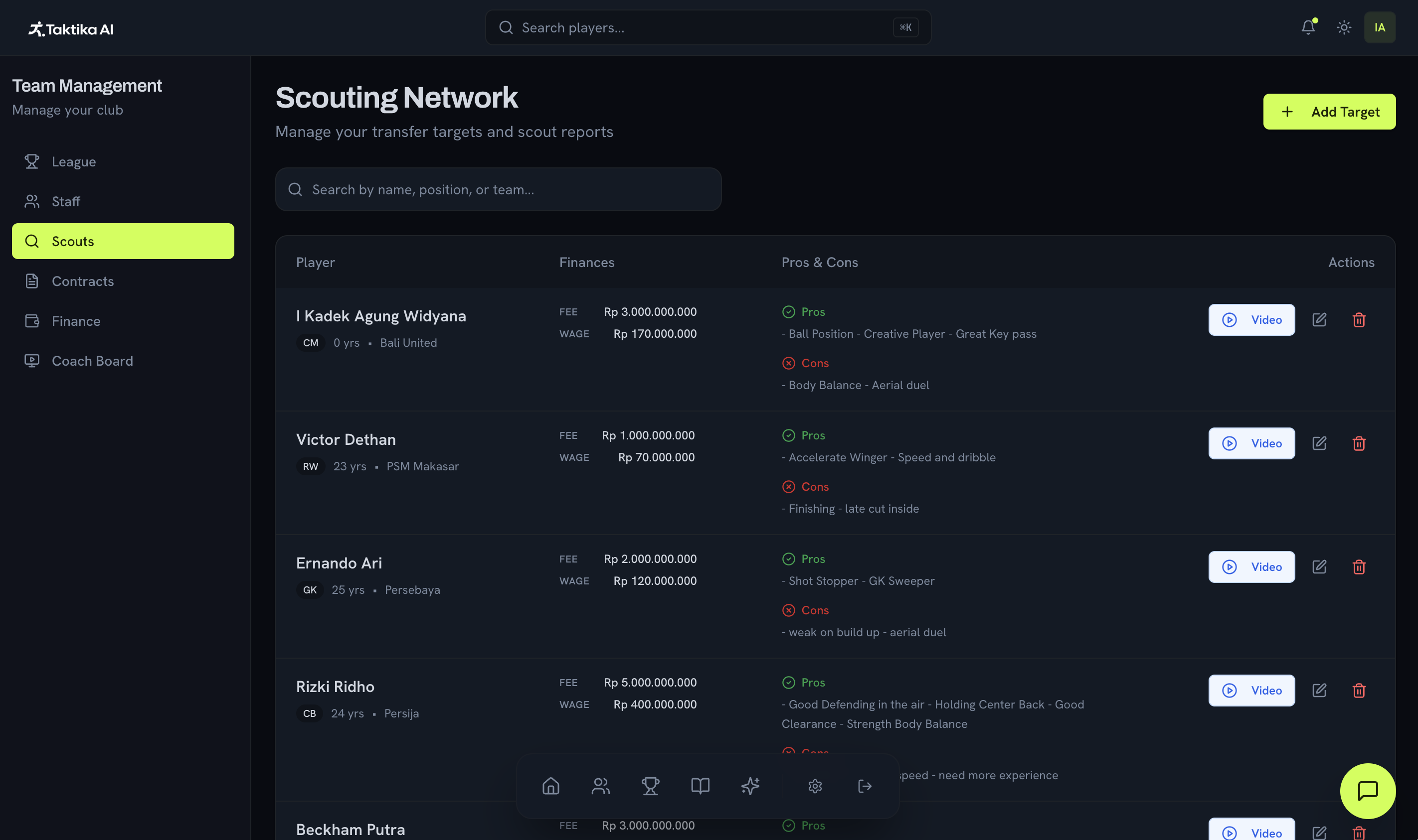 Taktika Club OS dashboard